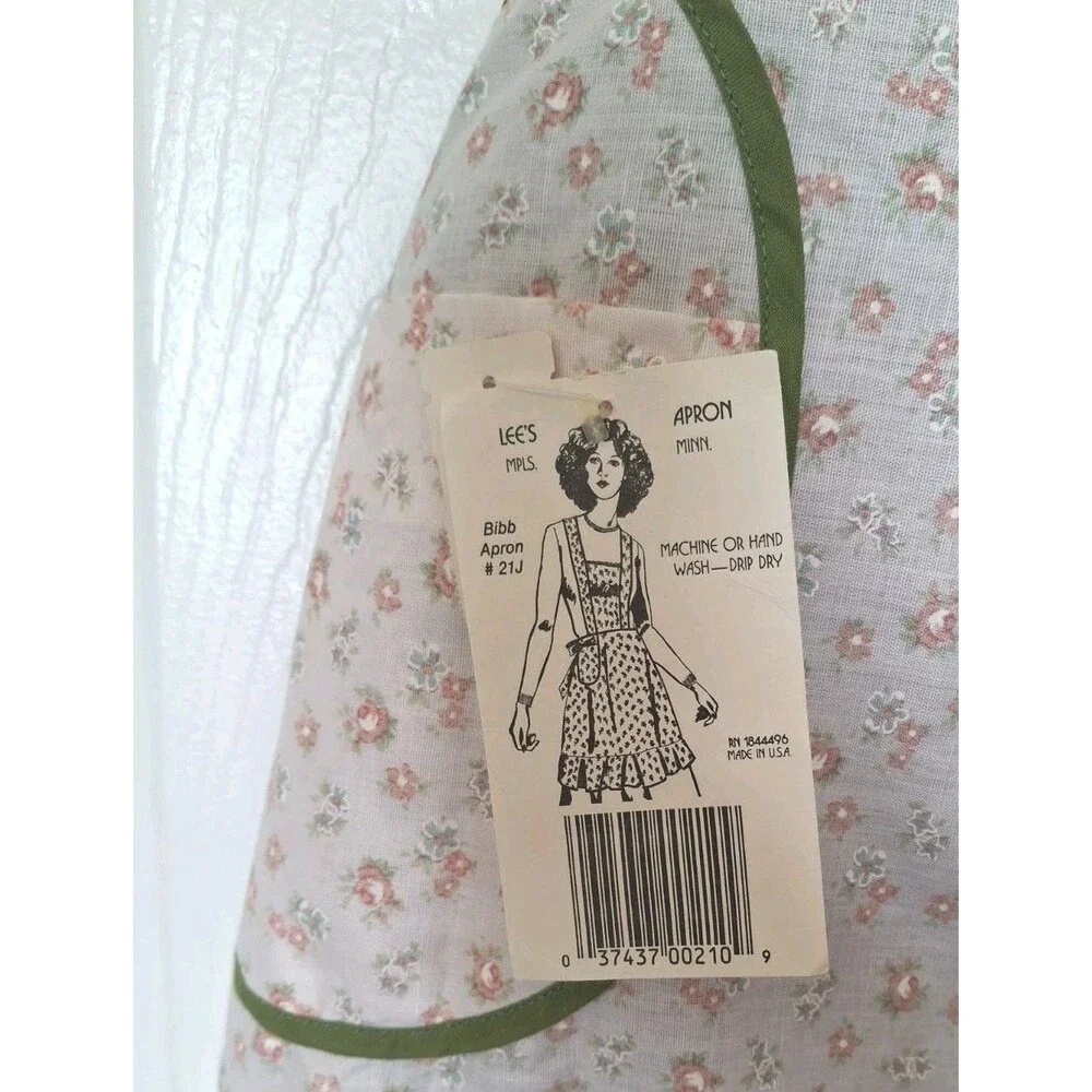 Vintage Hostess Bib Apron Cottagecore Ditzy Floral Print Country Cotton New